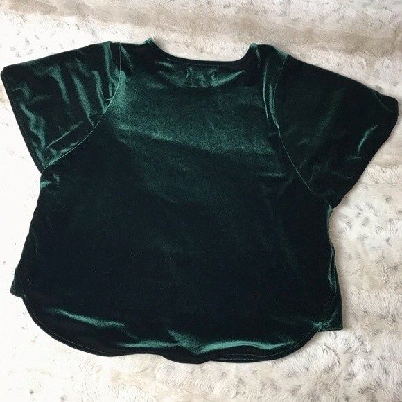 Madewell Green Velvet Short Sleeve Crop Top- Size XS- Great Condition!! - Picture 6 of 6